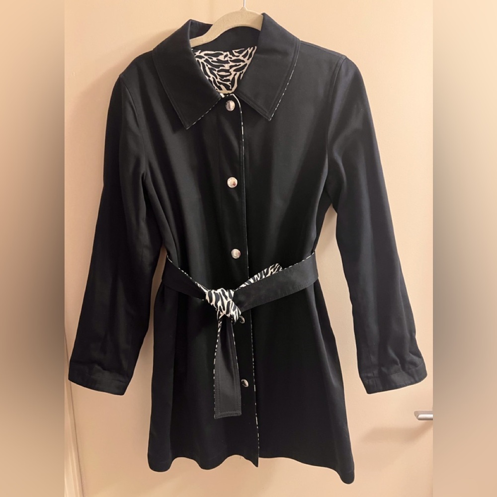 Michael Kors Reversible Black/Zebra Trench Coat